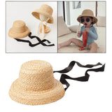 Maxbell Fashion Kids Straw Hat Summer Travel Sun Hat w/ Adjustable Tie  Black Tie