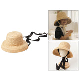 Maxbell Fashion Kids Straw Hat Summer Travel Sun Hat w/ Adjustable Tie  Black Tie