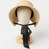 Maxbell Children Girls Straw Hat Summer Beach Bucket Hat Sun Caps Black Back Strap