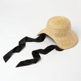 Maxbell Children Girls Straw Hat Summer Beach Bucket Hat Sun Caps Black Back Strap