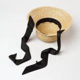 Maxbell Children Girls Straw Hat Summer Beach Bucket Hat Sun Caps Black Back Strap