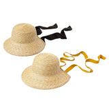 Maxbell Children Girls Straw Hat Summer Beach Bucket Hat Sun Caps Black Back Strap