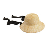 Maxbell Children Girls Straw Hat Summer Beach Bucket Hat Sun Caps Black Back Strap