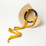 Maxbell Children Girls Straw Hat Summer Beach Bucket Hat Sun Caps Orange Hat Strap