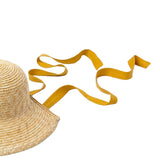 Maxbell Children Girls Straw Hat Summer Beach Bucket Hat Sun Caps Orange Hat Strap