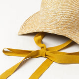 Maxbell Children Girls Straw Hat Summer Beach Bucket Hat Sun Caps Orange Hat Strap