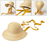 Maxbell Children Girls Straw Hat Summer Beach Bucket Hat Sun Caps Orange Hat Strap
