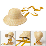 Maxbell Children Girls Straw Hat Summer Beach Bucket Hat Sun Caps Orange Hat Strap
