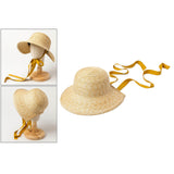 Maxbell Children Girls Straw Hat Summer Beach Bucket Hat Sun Caps Orange Hat Strap