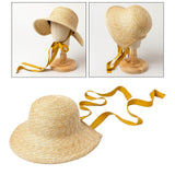 Maxbell Children Girls Straw Hat Summer Beach Bucket Hat Sun Caps Orange Hat Strap