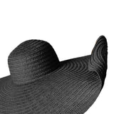 Maxbell Women Large Foldable Wide Brim Sun Beach Straw Hat Beach Cap Travel Black