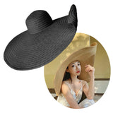 Maxbell Women Large Foldable Wide Brim Sun Beach Straw Hat Beach Cap Travel Black