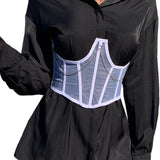 Maxbell Maxbell Sexy Women Corset Belt See Through Blouse Waist Chain Cinch Girdle White S