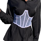 Maxbell Maxbell Sexy Women Corset Belt See Through Blouse Waist Chain Cinch Girdle White S