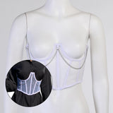 Maxbell Maxbell Sexy Women Corset Belt See Through Blouse Waist Chain Cinch Girdle White S