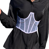 Maxbell Maxbell Sexy Women Corset Belt See Through Blouse Waist Chain Cinch Girdle White M