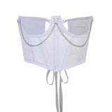 Maxbell Maxbell Sexy Women Corset Belt See Through Blouse Waist Chain Cinch Girdle White M