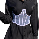 Maxbell Maxbell Sexy Women Corset Belt See Through Blouse Waist Chain Cinch Girdle White M