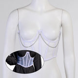 Maxbell Maxbell Sexy Women Corset Belt See Through Blouse Waist Chain Cinch Girdle White M