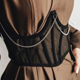 Maxbell Maxbell Sexy Women Corset Belt See Through Blouse Waist Chain Cinch Girdle Black S