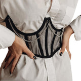Maxbell Maxbell Sexy Women Corset Belt See Through Blouse Waist Chain Cinch Girdle Black M