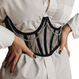 Maxbell Maxbell Sexy Women Corset Belt See Through Blouse Waist Chain Cinch Girdle Black L