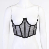 Maxbell Maxbell Sexy Women Corset Belt See Through Blouse Waist Chain Cinch Girdle Black L