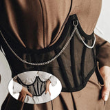 Maxbell Maxbell Sexy Women Corset Belt See Through Blouse Waist Chain Cinch Girdle Black L