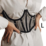 Maxbell Maxbell Sexy Women Corset Belt See Through Blouse Waist Chain Cinch Girdle Black L