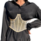 Maxbell Maxbell Sexy Women Corset Belt See Through Blouse Waist Chain Cinch Girdle Apricot S