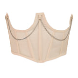 Maxbell Maxbell Sexy Women Corset Belt See Through Blouse Waist Chain Cinch Girdle Apricot S