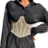 Maxbell Maxbell Sexy Women Corset Belt See Through Blouse Waist Chain Cinch Girdle Apricot M