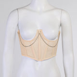 Maxbell Maxbell Sexy Women Corset Belt See Through Blouse Waist Chain Cinch Girdle Apricot M