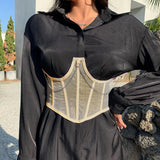 Maxbell Maxbell Sexy Women Corset Belt See Through Blouse Waist Chain Cinch Girdle Apricot M