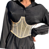 Maxbell Maxbell Sexy Women Corset Belt See Through Blouse Waist Chain Cinch Girdle Apricot L