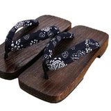 Maxbell 2xJapanese Clogs Slippers Geta Sandals Flip Flops for Men Women Blue Square 40