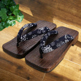 Maxbell 2xJapanese Clogs Slippers Geta Sandals Flip Flops for Men Women Blue Square 40