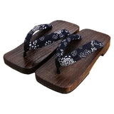 Maxbell 2xJapanese Clogs Slippers Geta Sandals Flip Flops for Men Women Blue Square 41