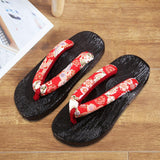 Maxbell 2xJapanese Clogs Slippers Geta Sandals Flip Flops for Men Women Red Round 41