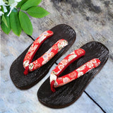 Maxbell 3xJapanese Clogs Slippers Geta Sandals Flip Flops for Men Women Red Round 41
