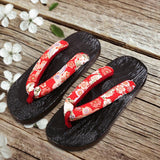 Maxbell 2xJapanese Clogs Slippers Geta Sandals Flip Flops for Men Women Red Round 41