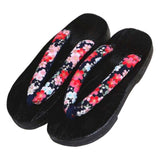 Maxbell 2xJapanese Clogs Slippers Geta Sandals Flip Flops for Men Women Black Round 39