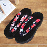 Maxbell 3xJapanese Clogs Slippers Geta Sandals Flip Flops for Men Women Black Round 39