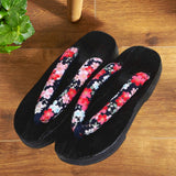Maxbell 2xJapanese Clogs Slippers Geta Sandals Flip Flops for Men Women Black Round 39