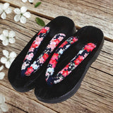 Maxbell 2xJapanese Clogs Slippers Geta Sandals Flip Flops for Men Women Black Round 39
