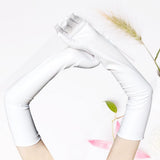 Maxbell 3xLadies 53cm Metallic Gloves Flapper Dance Opera Cosplay Fancy Dress White
