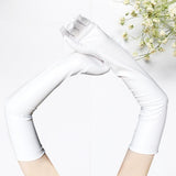 Maxbell 4xLadies 53cm Metallic Gloves Flapper Dance Opera Cosplay Fancy Dress White