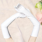 Maxbell 3xLadies 53cm Metallic Gloves Flapper Dance Opera Cosplay Fancy Dress White