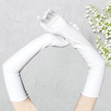 Maxbell 2xLadies 53cm Metallic Gloves Flapper Dance Opera Cosplay Fancy Dress White