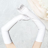 Maxbell 2xLadies 53cm Metallic Gloves Flapper Dance Opera Cosplay Fancy Dress White
